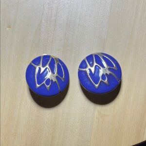 Blue and Gold Clip-on Earrings